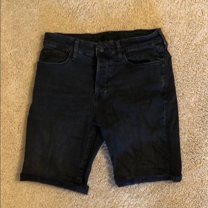 Forever 21 men black denim skinny shorts